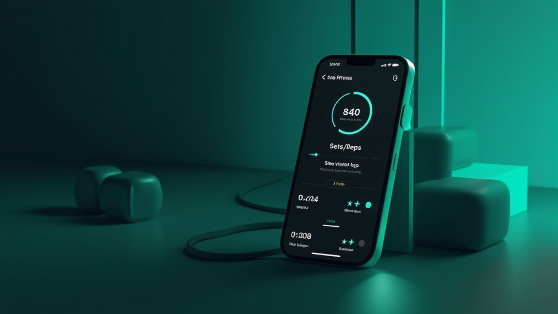 IronSage app concept: workout screen with sets, rest timer, and progress chart